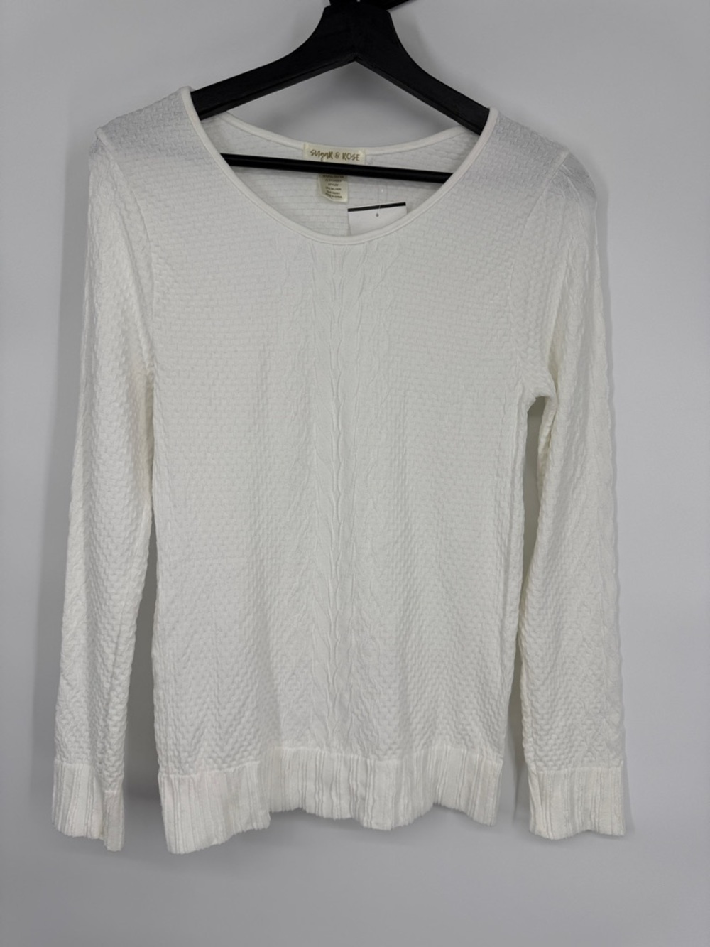 Sugar &โ Rose White Cable Knit Long Tunic Sweater